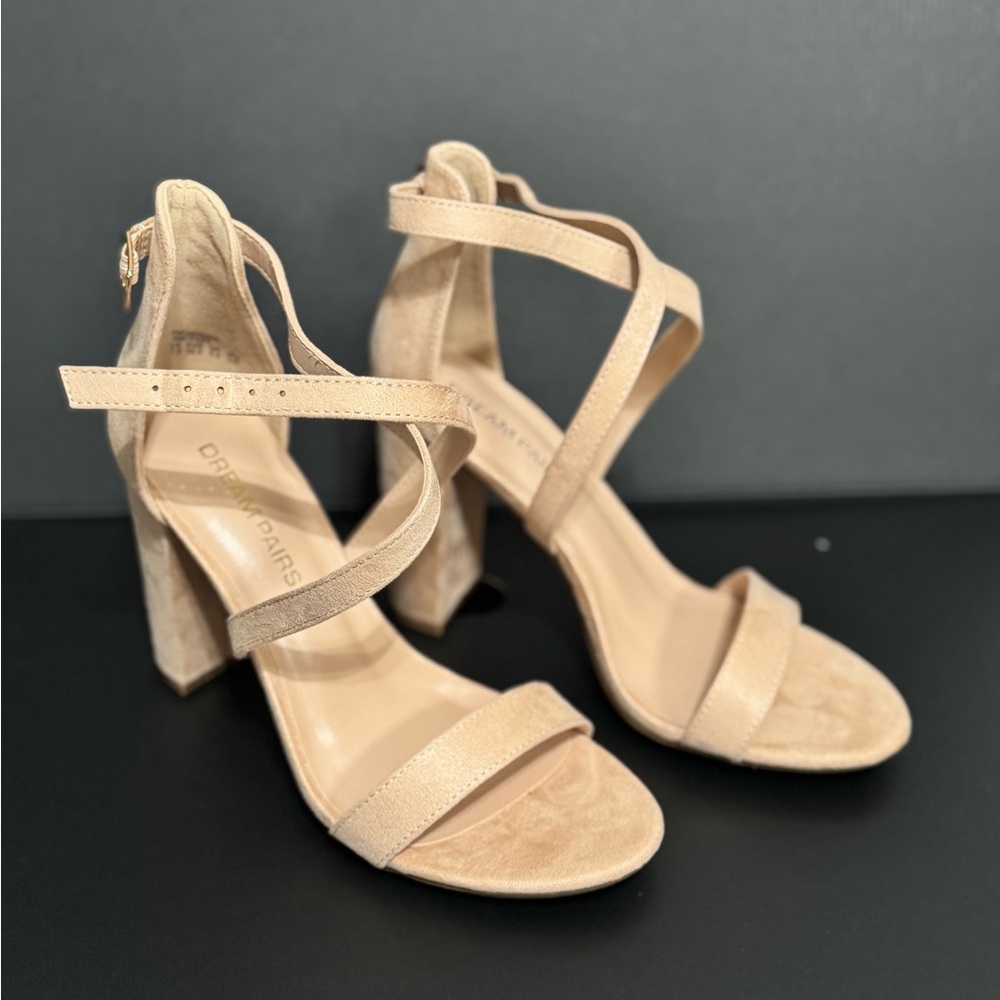 4 inch Open Toe High Heels Tan/Nude